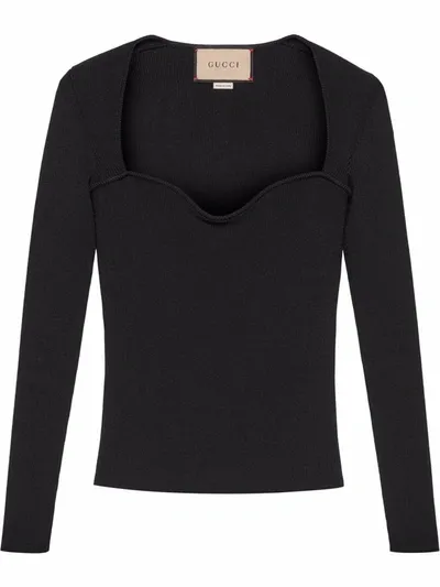 Gucci Fine-ribbed Long-sleeve Top In Black