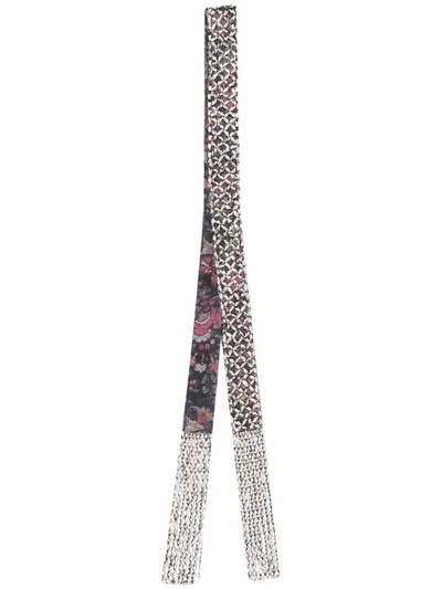 Isabel Marant Floral-print Beaded Scarf In Black