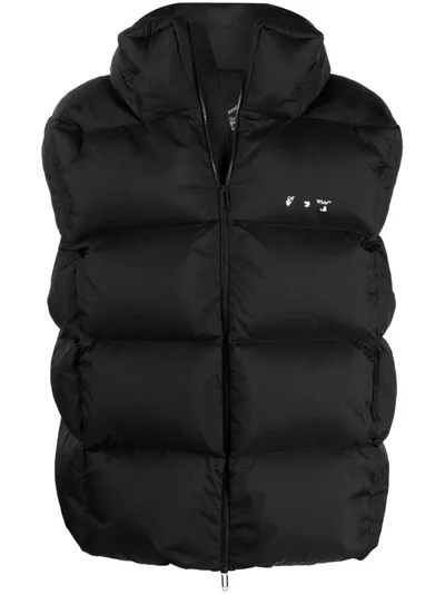 Off-white Black Down-feather Logo-print Gilet In Nero