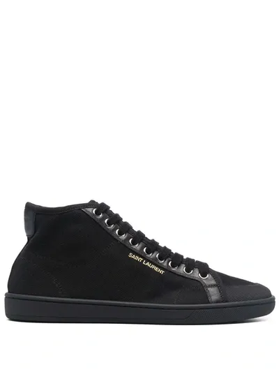 Saint Laurent Mid-top Lace-up Sneakers In Schwarz