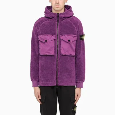 Stone Island Magenta Fleece Zipped Sweatshirt In Purple