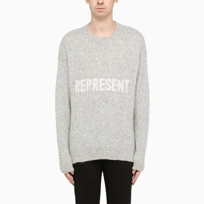 Represent Grey Logo-embroidery Crewneck Sweatshirt