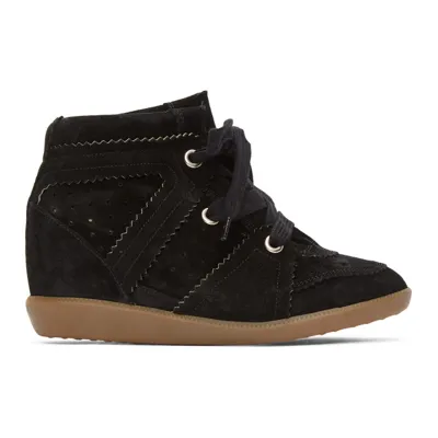 Isabel Marant Bobby Suede Wedge Sneakers In Black