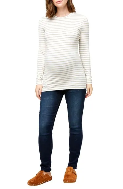 Nom Maternity Liv Maternity T-shirt In Oatmeal Stripe