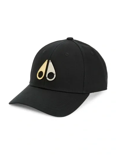 Moose Knuckles Logo Baseball Cap In Black Gold