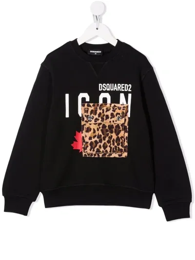 Dsquared2 Logo-print Layered Sweatshirt In 黑色