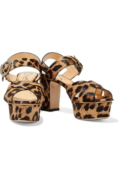 Charlotte Olympia Leopard-print Calf Hair Platform Sandals In Animal Print