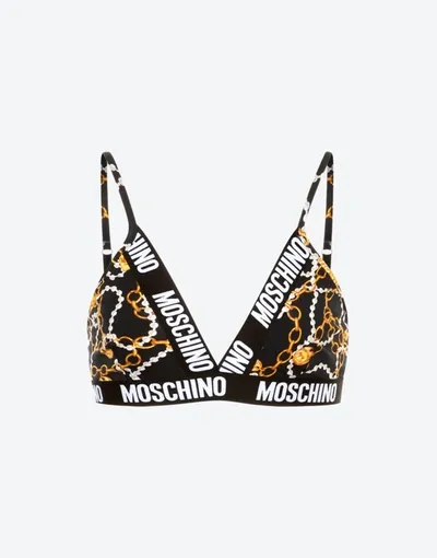 Moschino All-over Teddy Chain Triangle Bra In White