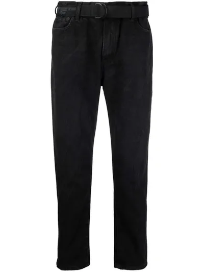 Off-white Belted Tapered Jeans In Black