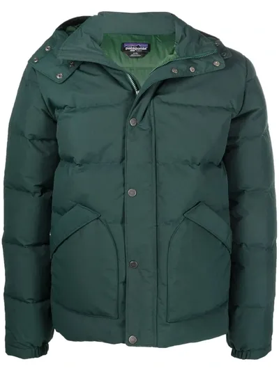 Patagonia Downdrift Down-filled Hooded Jacket In Dk Green