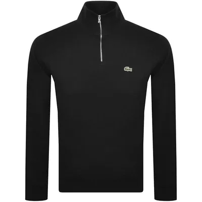 Lacoste Half Zip Funnel Neck Sweatshirt In Black