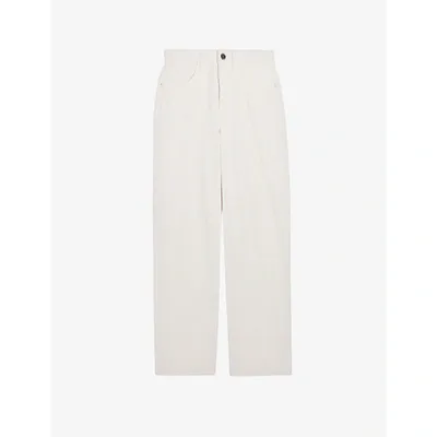 Claudie Pierlot Paletter High-rise Boyfriend-style Cotton Trousers In Naturels