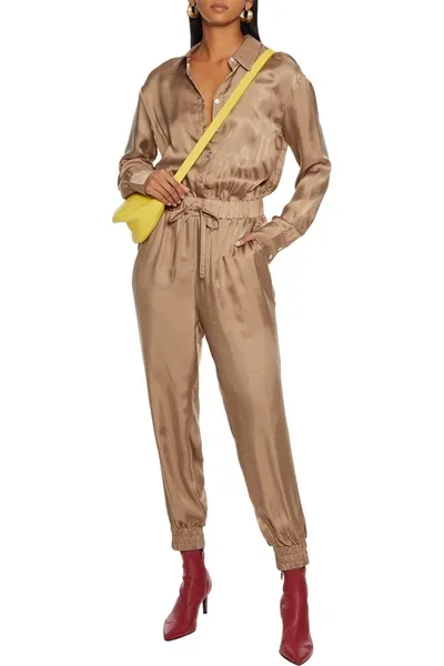 Cinq À Sept Joyce Cupro Satin-twill Jumpsuit In Taupe