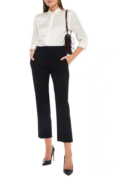 Victoria Beckham Penelope Cropped Wool-gabardine Straight-leg Pants In Black