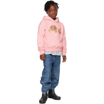 Palm Angels Teddy-bear Print Cotton Hoodie In Rosa