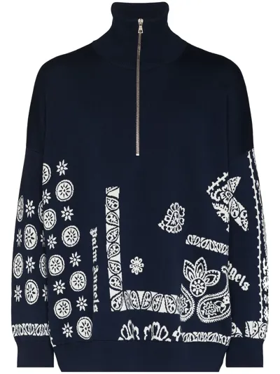 Palm Angels Paisley-intarsia Jumper In Blau