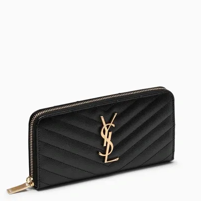 Saint Laurent Black Monogram Zip Around Wallet