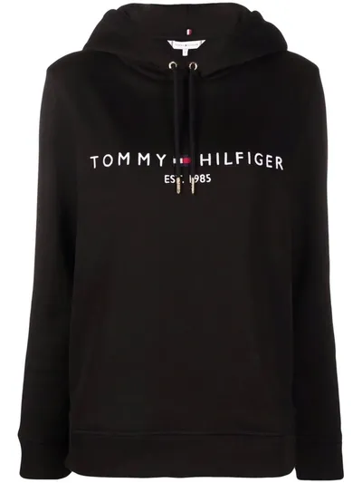 Tommy Hilfiger Embroidered-logo Pullover Hoodie In Dark Sable