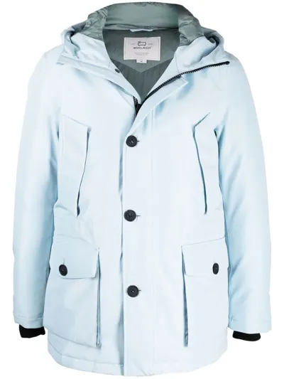 Woolrich Hooded Duck-feather Padded Jacket In Blau