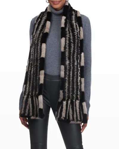 Gorski Mink Fur Knit Stole In Black