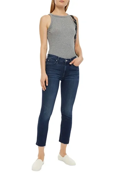 Mother The Rascal Cropped High-rise Straight-leg Jeans In Blue