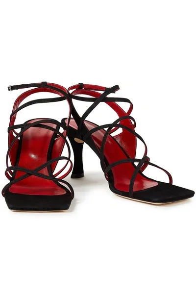 By Far Christina Grosgrain Sandals In Black