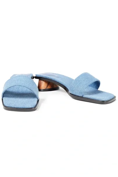 By Far Sonia Denim Mules In Light Denim