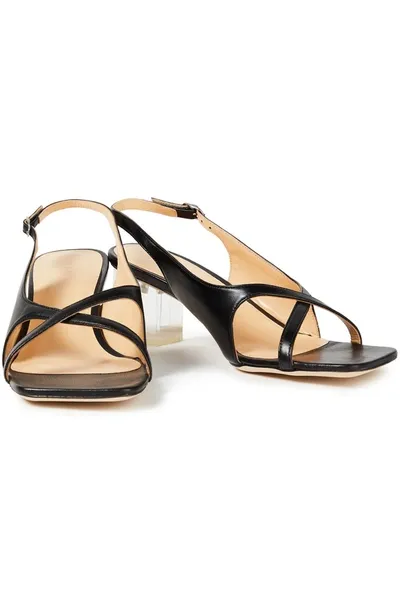 By Far Chris Leather Sandals In Black