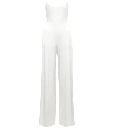 Alex Perry Women's Curved Strapless Satin Crepe Jumpsuit In White