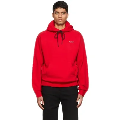 Marni Logo-embroidered Colour-block Hoodie In Red