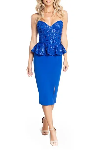 Dress The Population Arabella Embelished Body-con Dress In Electric Blue