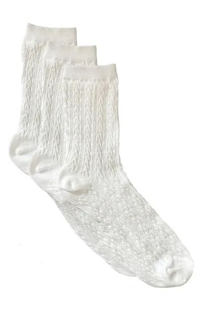 Stems Assorted 3-pack Woven Texture Crew Socks In White