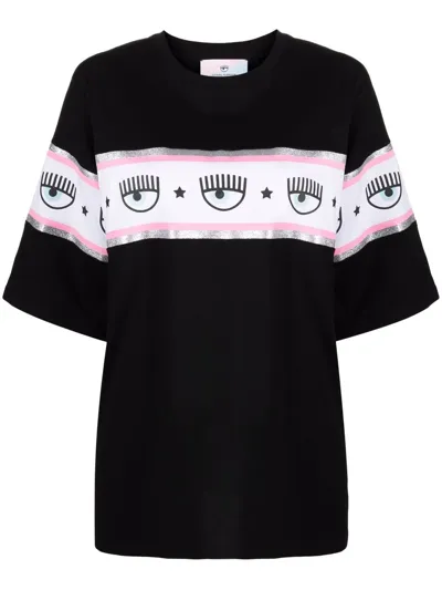 Chiara Ferragni Monogram-print Oversized T-shirt In Black