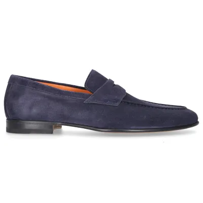 Santoni Loafers 17511 Suede In Blue