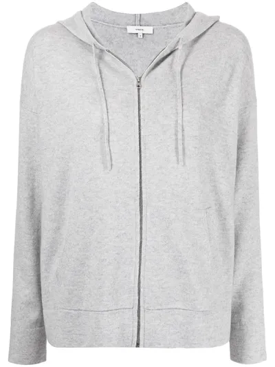 Vince Merino-cashmere Hooded Cardigan In Grey