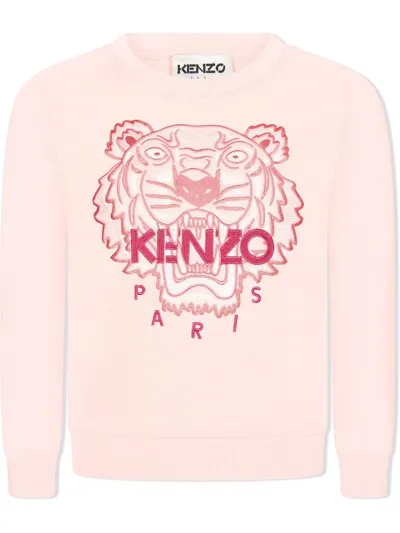 Kenzo Kids' Embroidered Tiger Crew-neck Sweatshirt In Pink