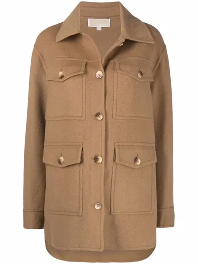 Michael Michael Kors Long-sleeve Wool Jacket In Beige