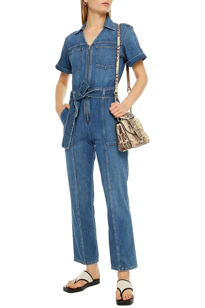 Jonathan Simkhai Belted Denim Jumpsuit In Blue