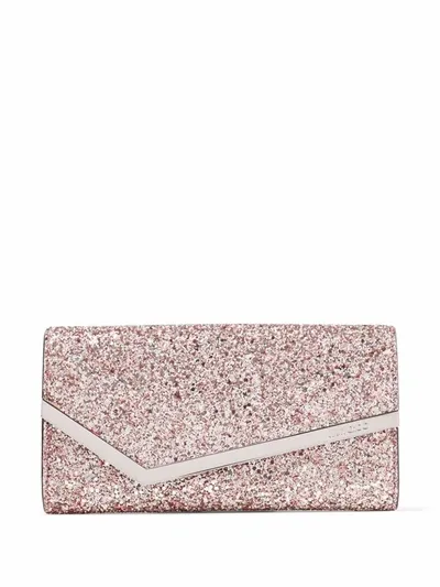 Jimmy Choo Emmie Glitter Clutch Bag In Pink