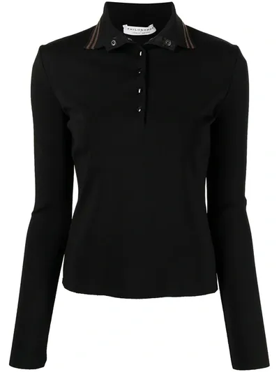 Philosophy Di Lorenzo Serafini Stretch Long-sleeve Polo Shirt In Black