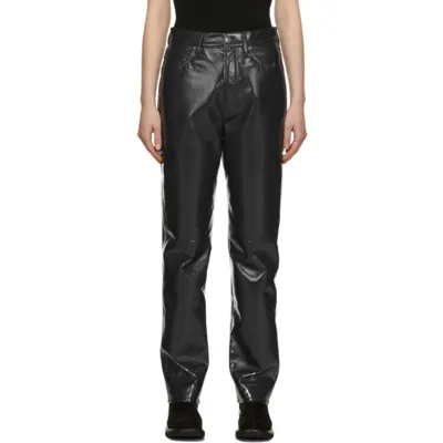 Agolde Grey 90s Recycled Leather Trousers In Shadow Patent (shiny