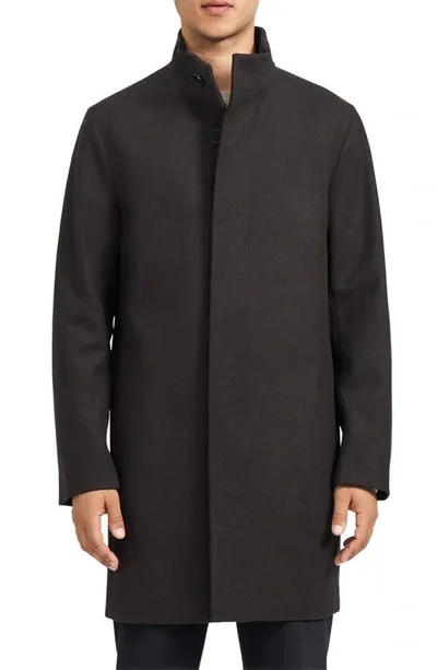 Theory Belvin Modus Melton Wool Blend Jacket In Dark Mink Melange