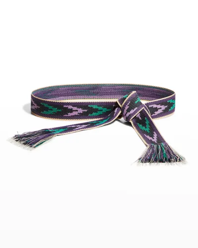 Isabel Marant Etka Tribal Self-tie Skinny Belt In Multi