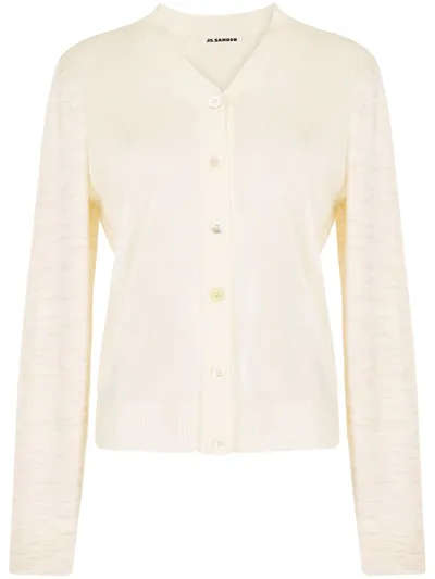 Jil Sander Sheer Panel Cardigan In Neutrals