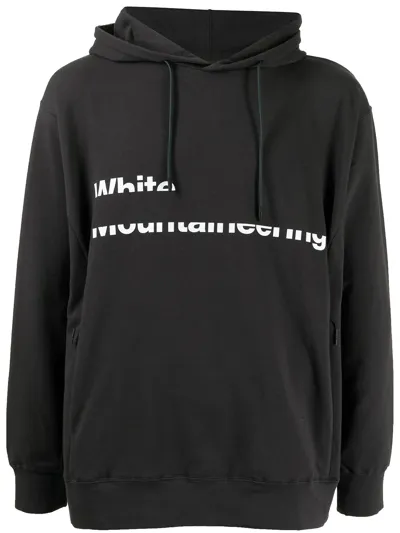 White Mountaineering Logo-print Long-sleeved Hoodie In Grau