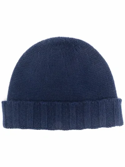 Drumohr Knitted Cashmere Beanie In Blue