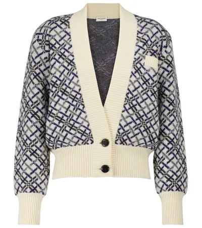 Saint Laurent Jacquard-knit Wool Cardigan In Multi-colour