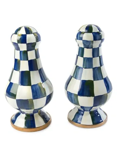 Mackenzie-childs Royal Check Enamel Large Salt & Pepper Shakers