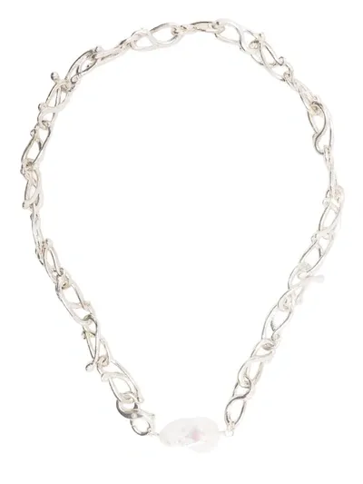 Alighieri The Road Less Pearl-charm Necklace In Silber