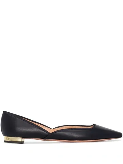 Aquazzura Maia Leather Ballet Flats In Black